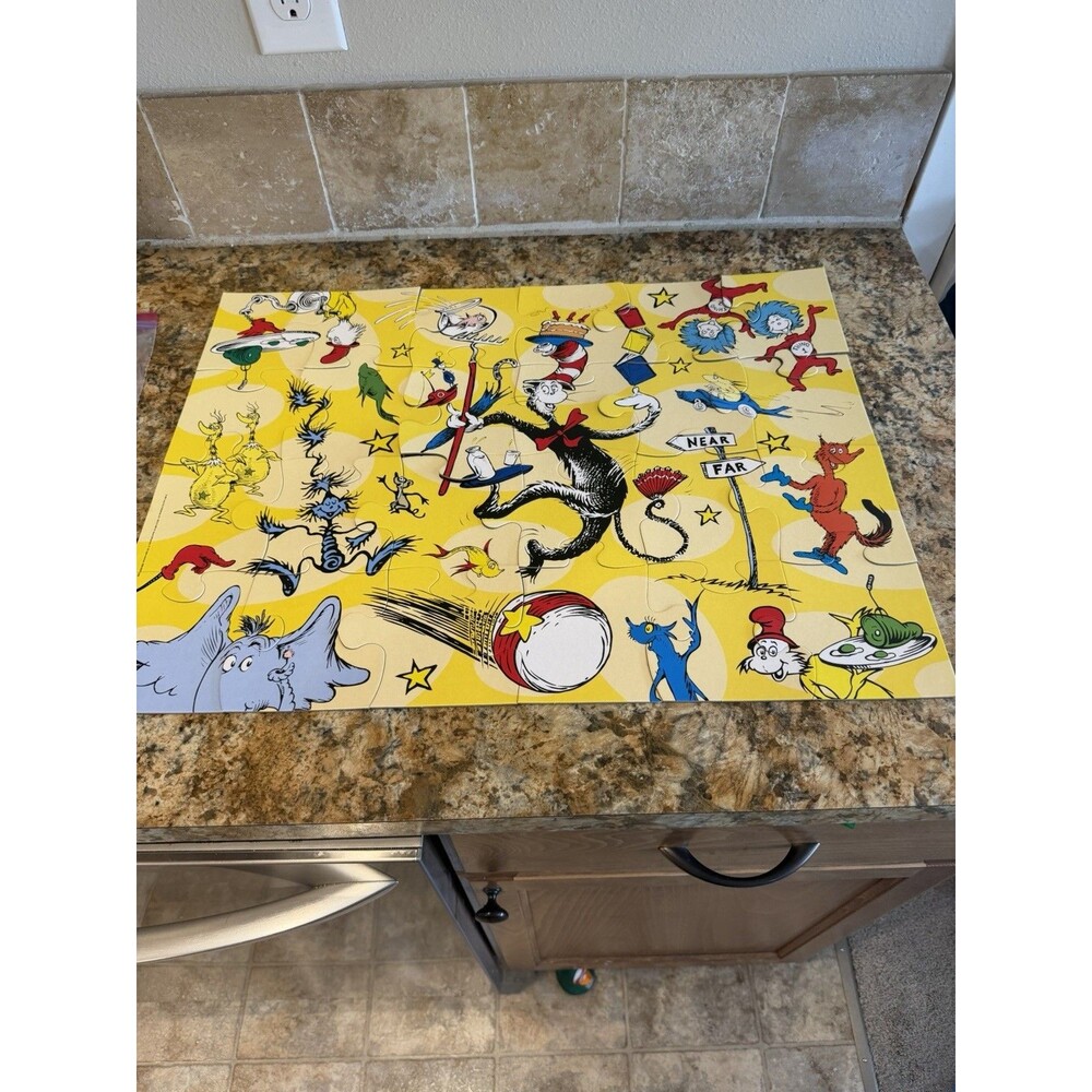 Dr. Seuss Cat in the Hat Jigsaw Puzzle, Cardboard Multicolor, Ages 4-11